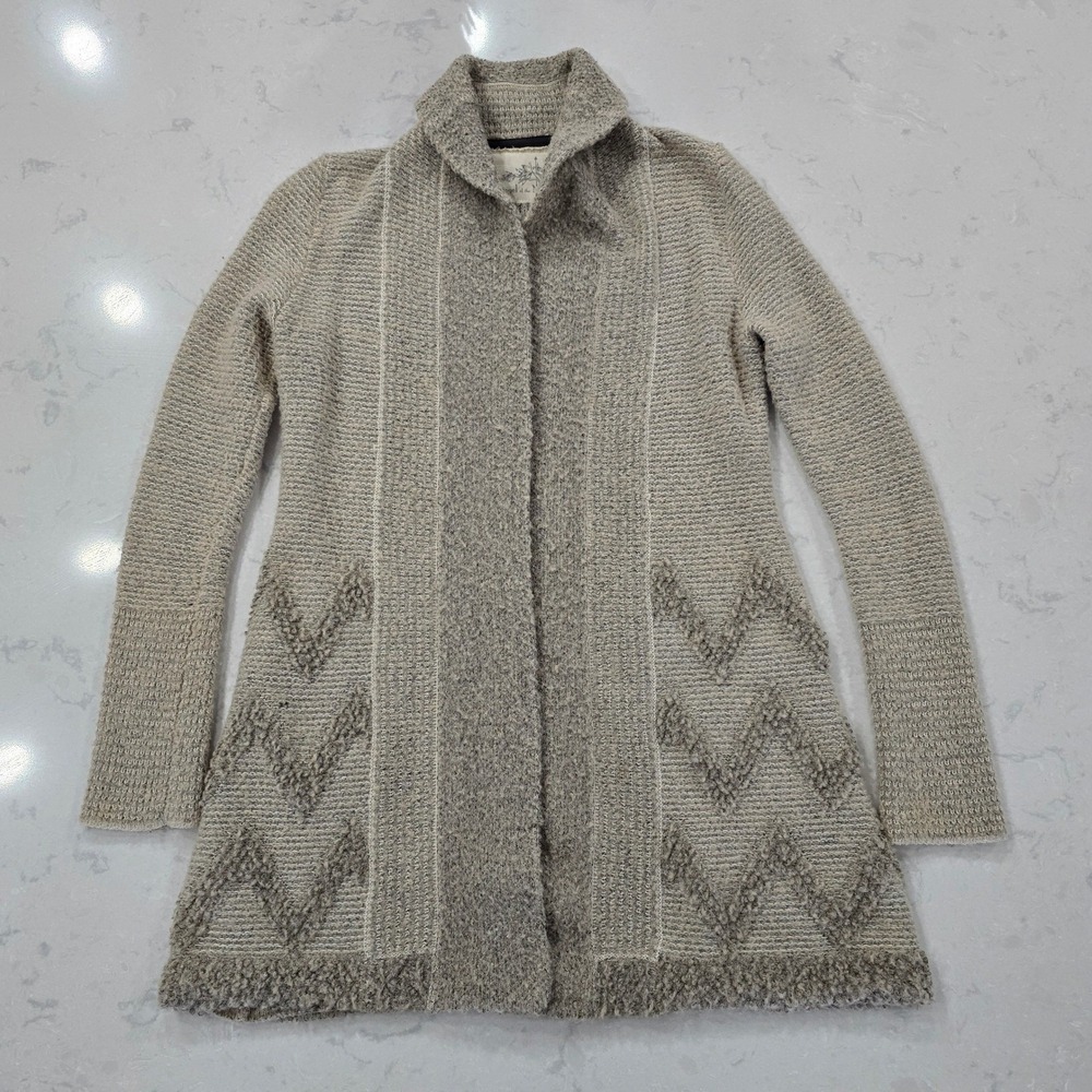 Anthropologie Angel of the North Wool Blend Cardigan XS Beige Boho Cottagecore